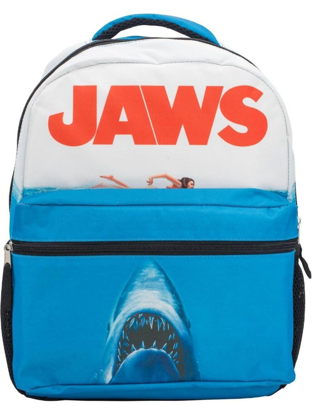 Shark Movie Poster Backpack, 16"x12"x5", Stylish School Bag with Laptop Pocket